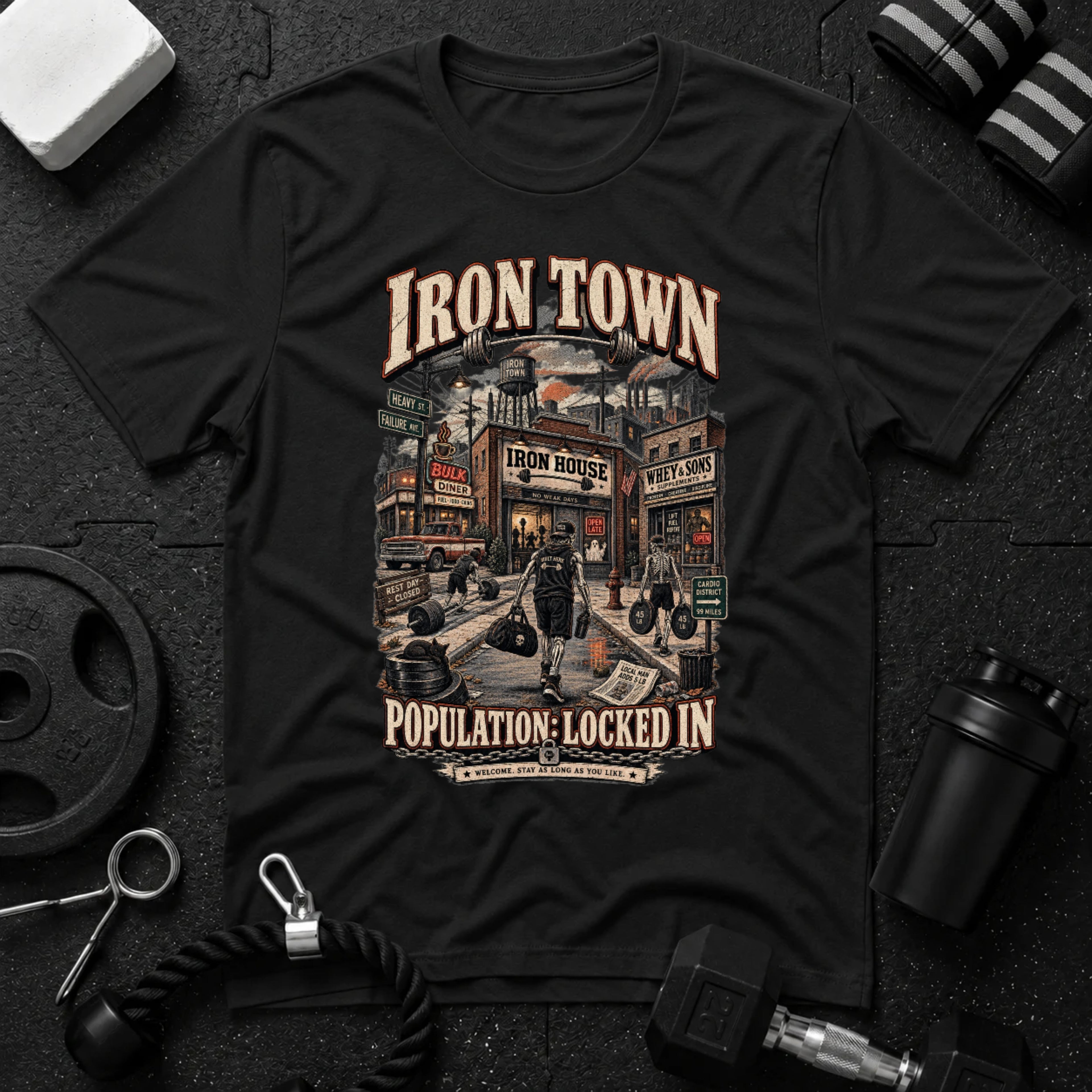 Iron Town Black T-shirt mockup