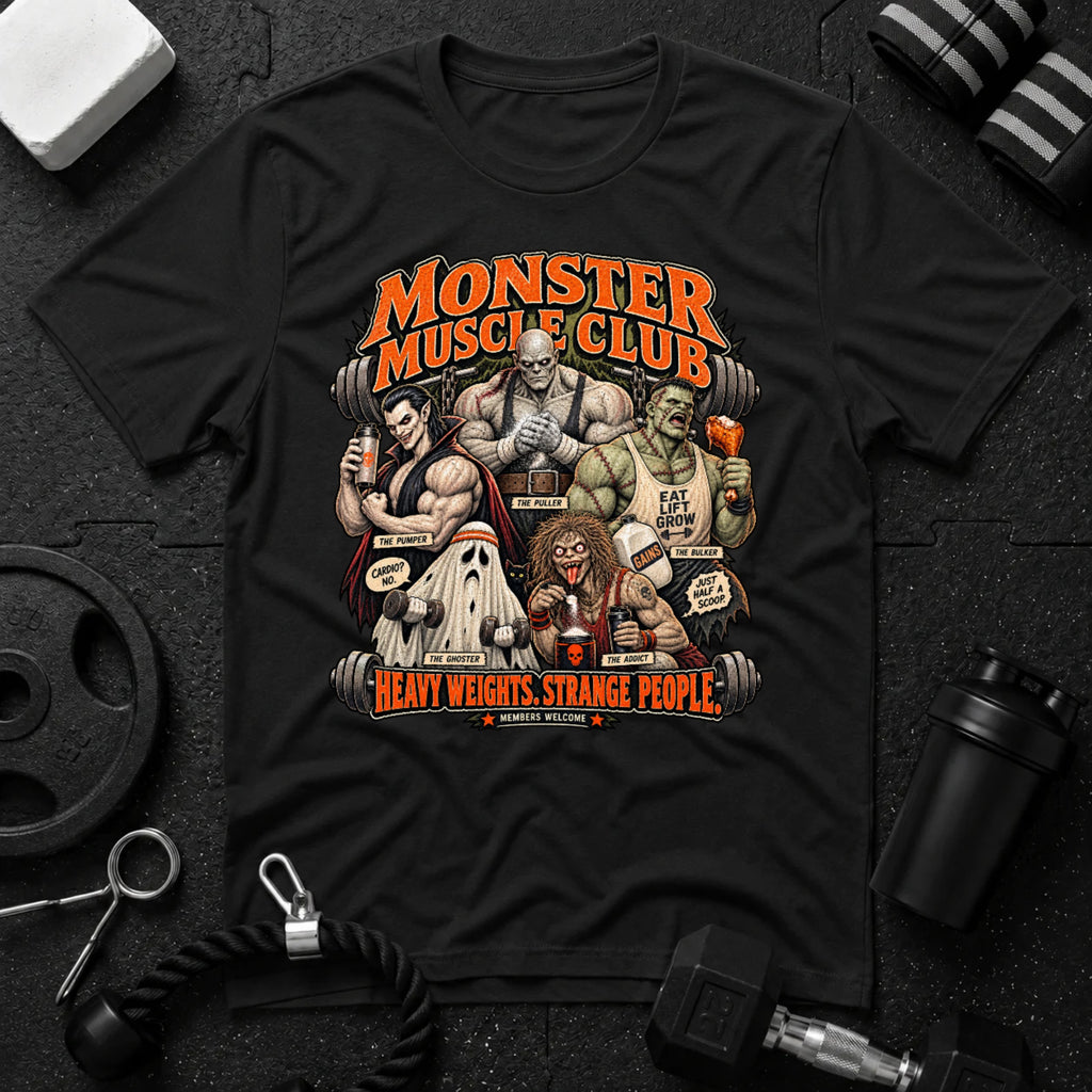 Monster Muscle Club Black T-shirt mockup