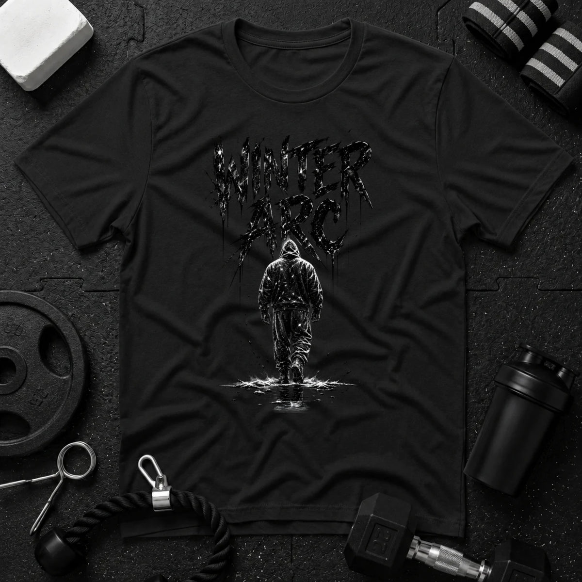 Walking Alone Black T-shirt mockup