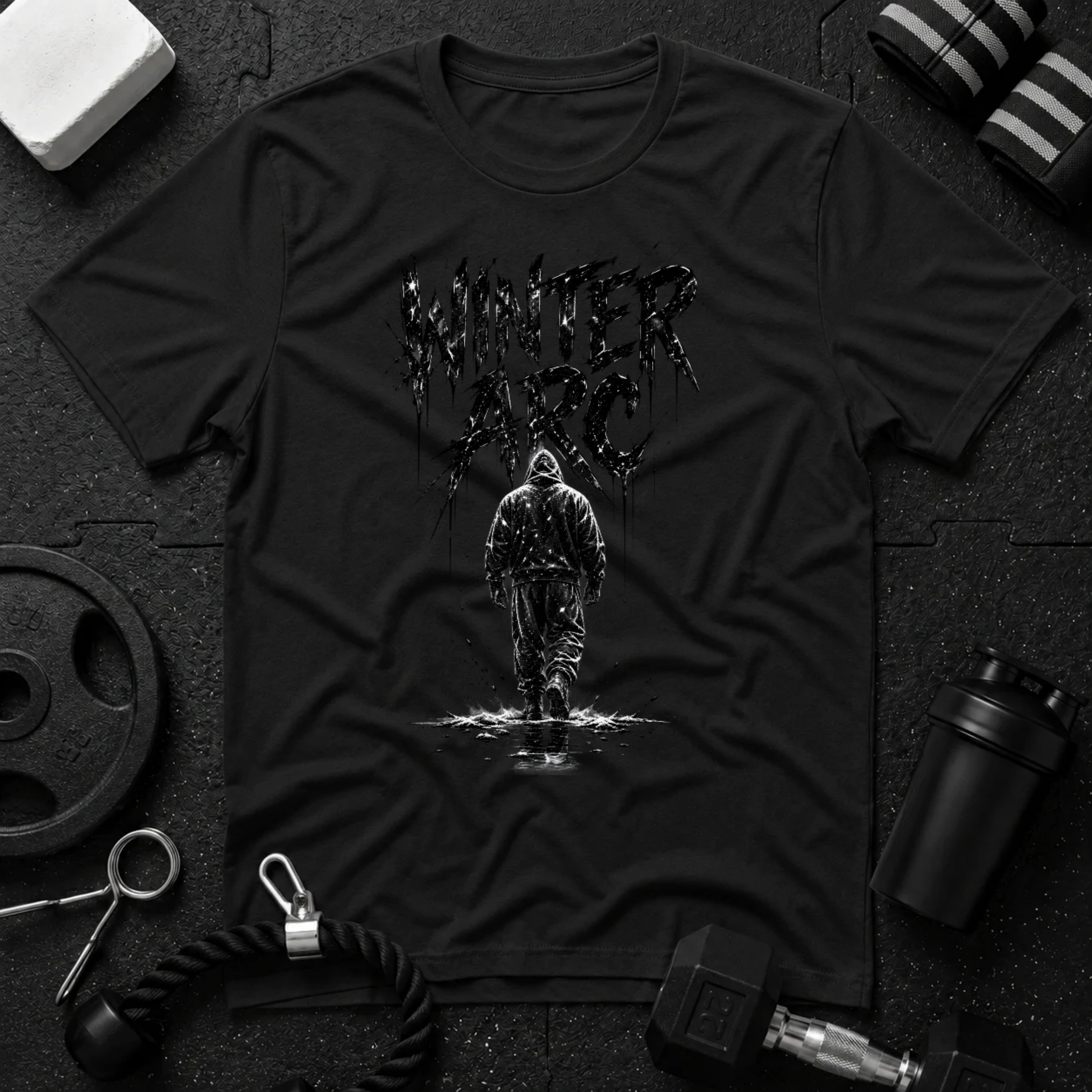 Walking Alone Black T-shirt mockup