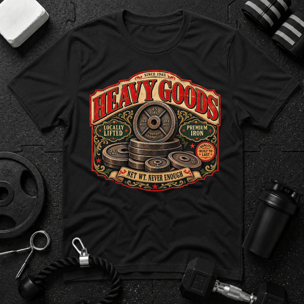 Heavy Goods Black T-shirt mockup