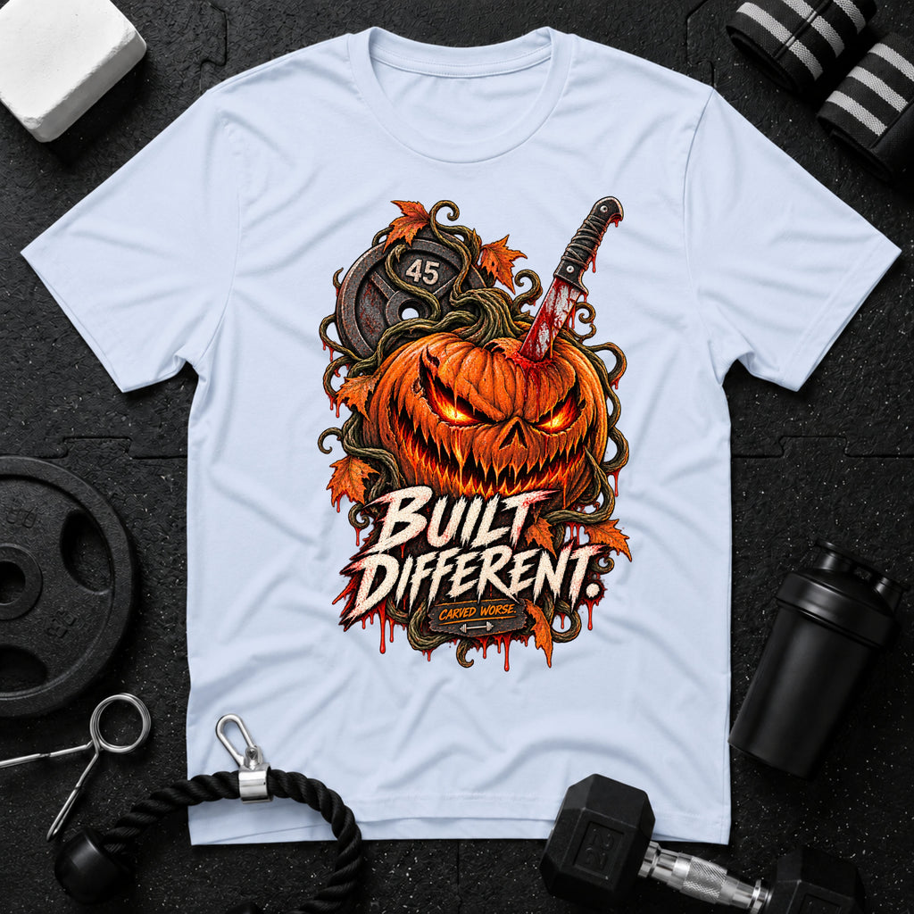 Built Different Light Blue T-shirt mockup