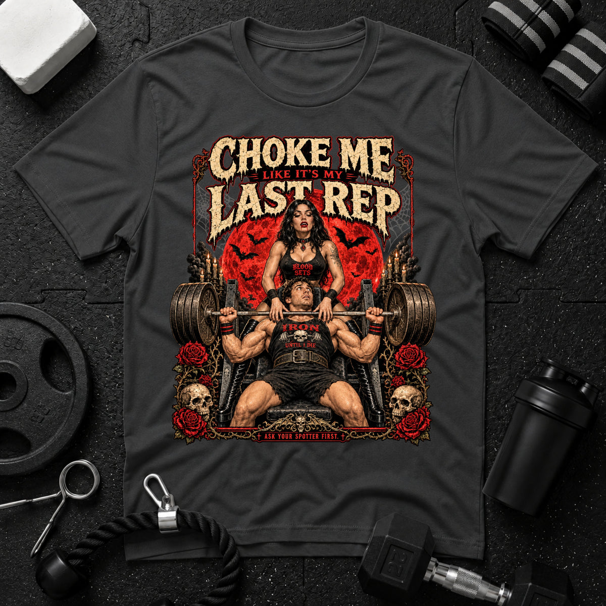 Choke me like its my last rep Dark Heather T-shirt mockup