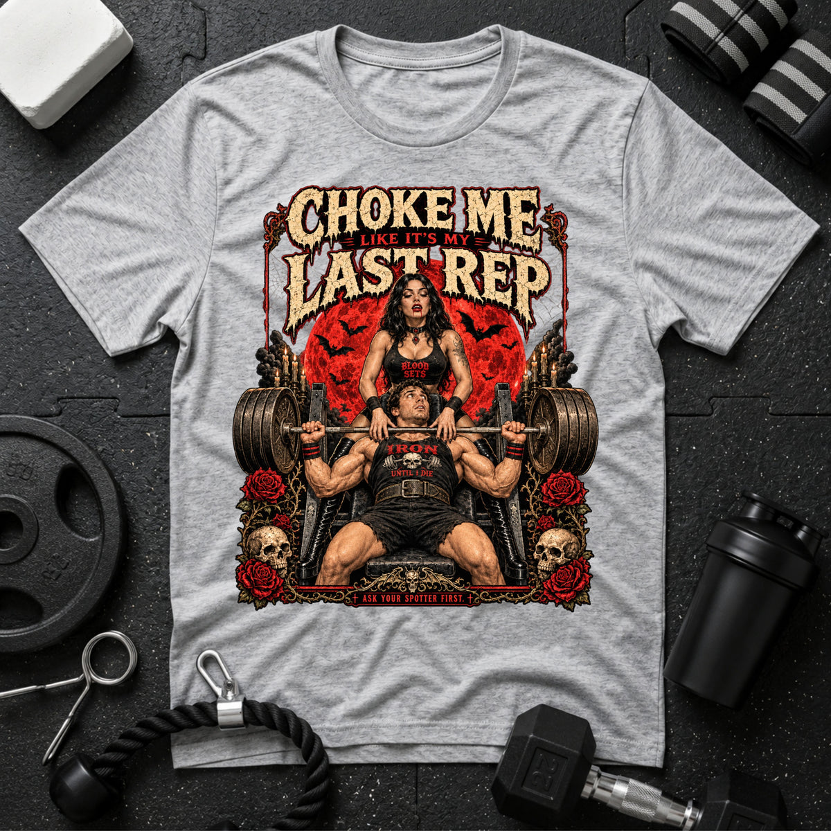 Choke me like its my last rep Sport Grey T-shirt mockup