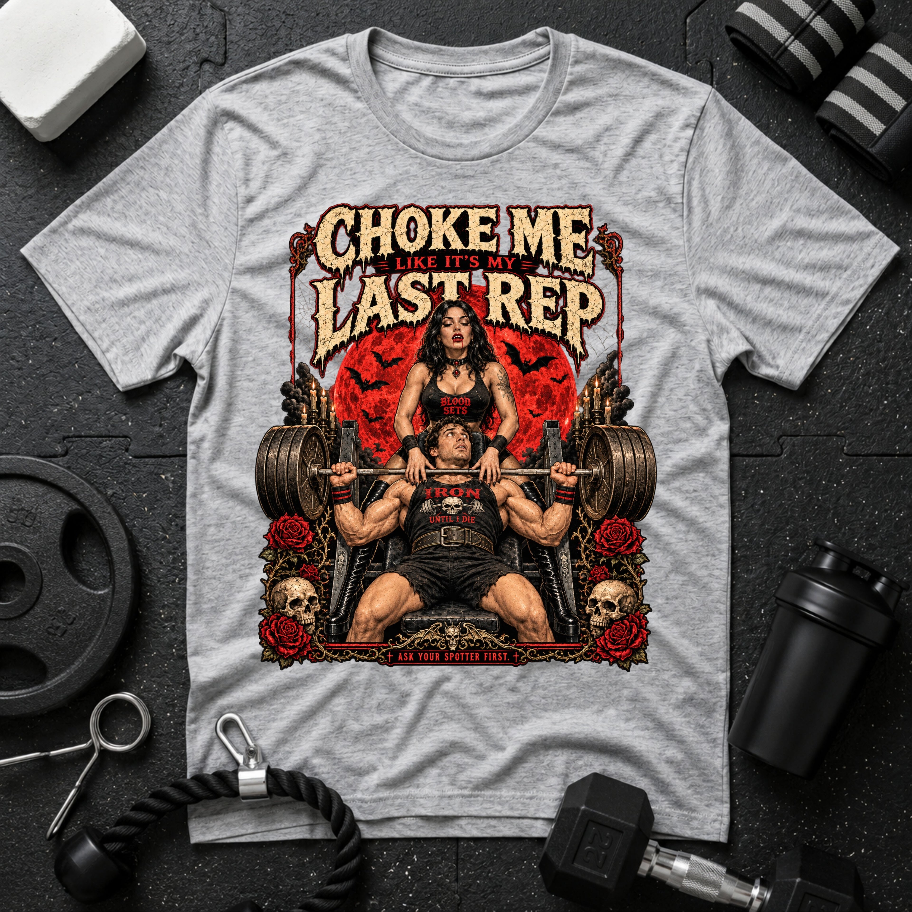 Choke me like its my last rep Sport Grey T-shirt mockup