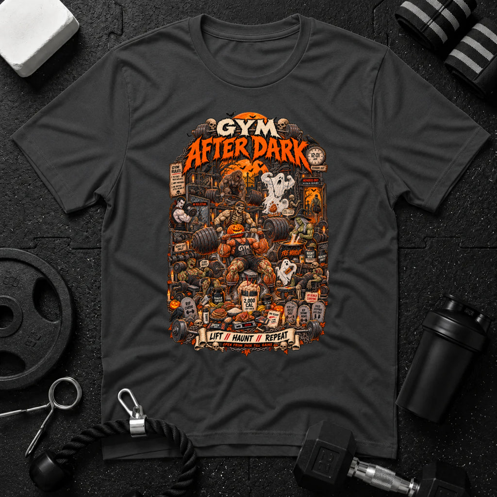 Gym After Dark Dark Heather T-shirt mockup