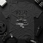 He left to build someone Dark Heather T-shirt mockup