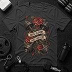 Iron Blooms Under Pressure Dark Heather T-shirt mockup