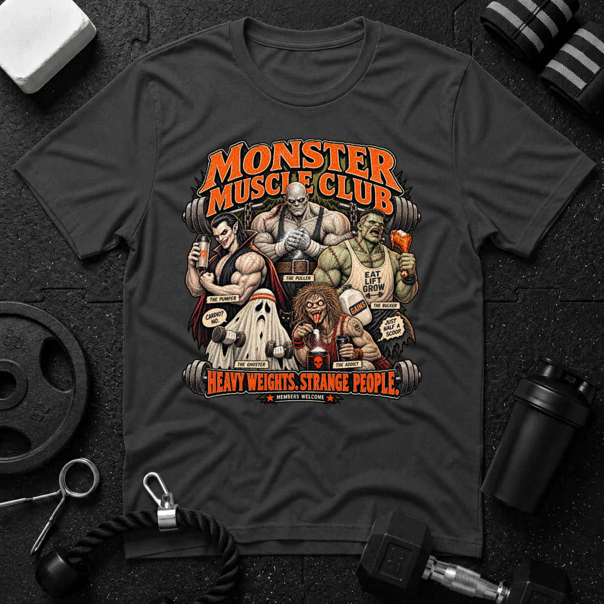 Monster Muscle Club Dark Heather T-shirt mockup