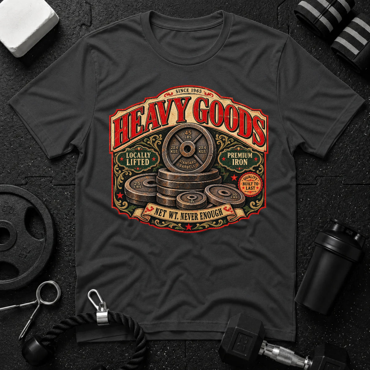 Heavy Goods Dark Heather T-shirt mockup