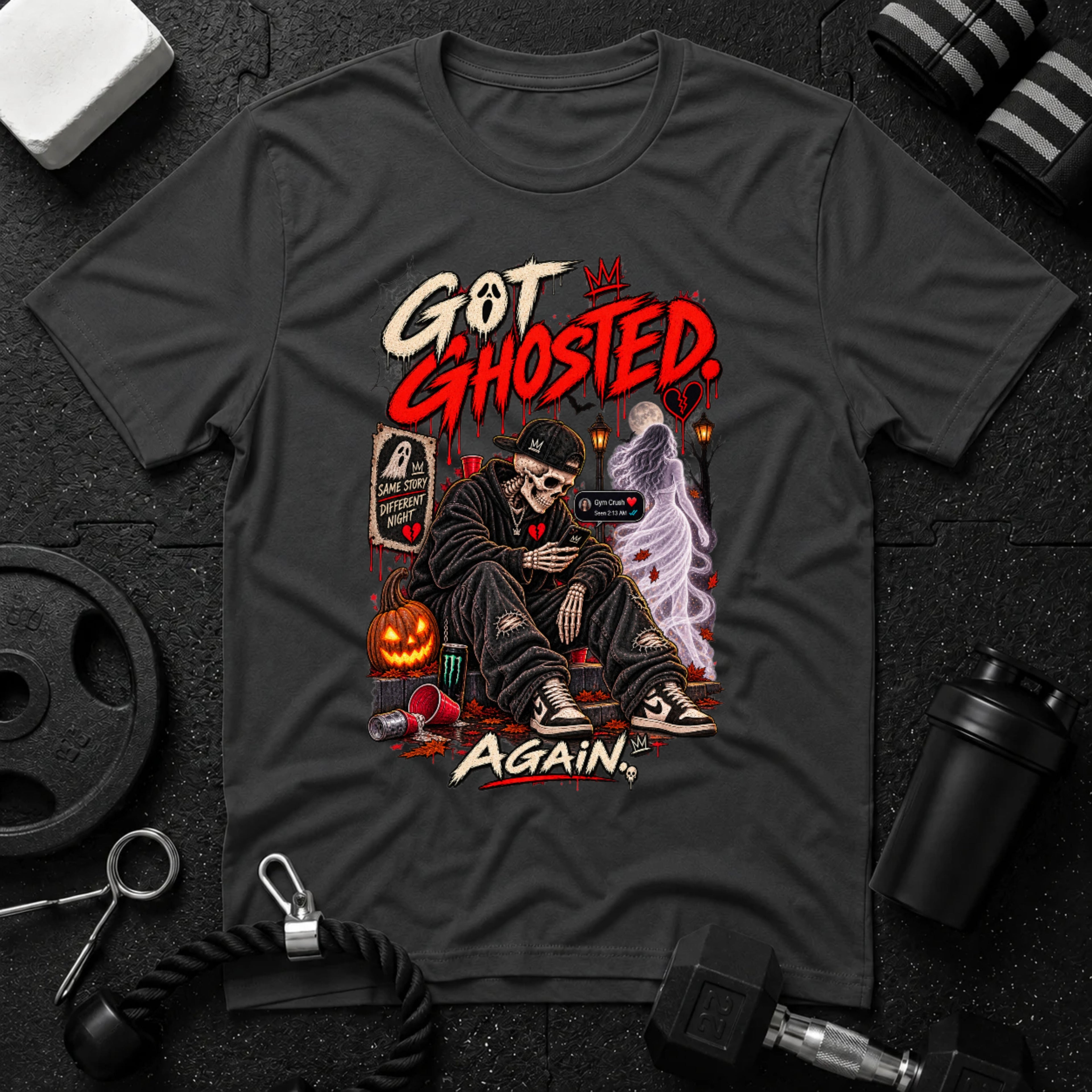 Got Ghosted Halloween T-shirt in Dark Heather