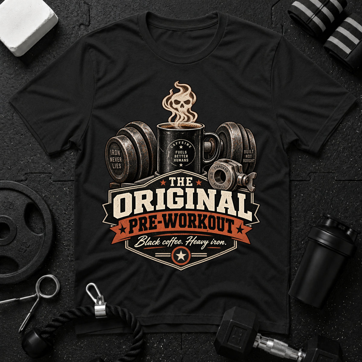 Gym Coffee T‑Shirt - Black