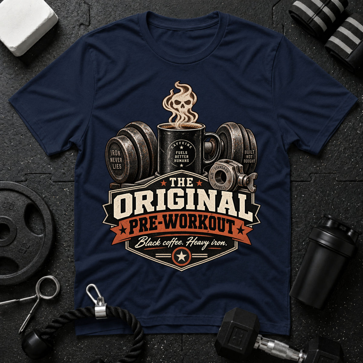Gym Coffee T‑Shirt - Navy