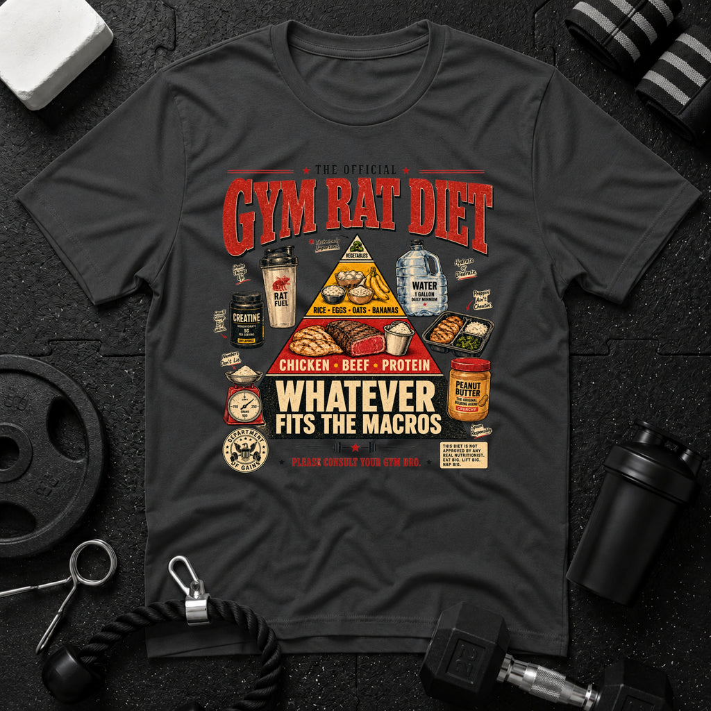 Gym rat diet Dark Heather T-shirt mockup