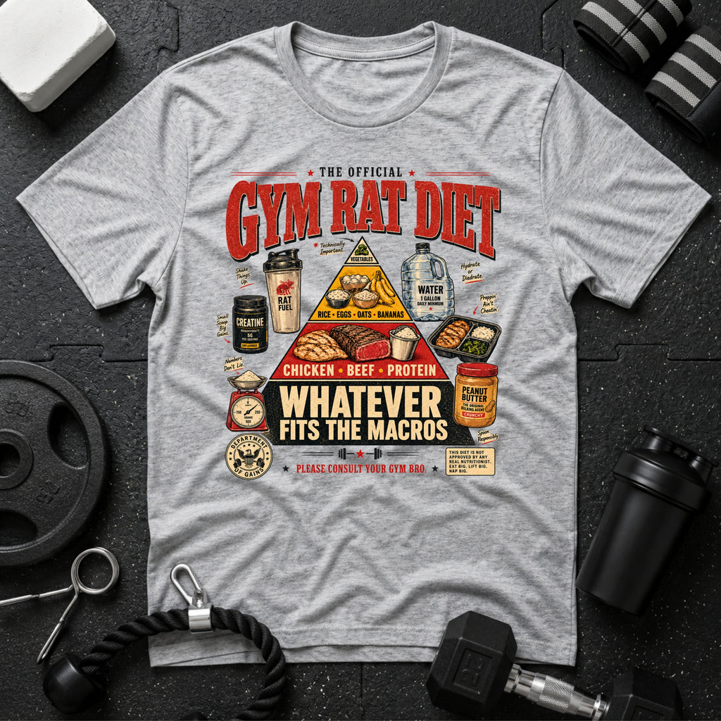 Gym rat diet Sport Grey T-shirt mockup