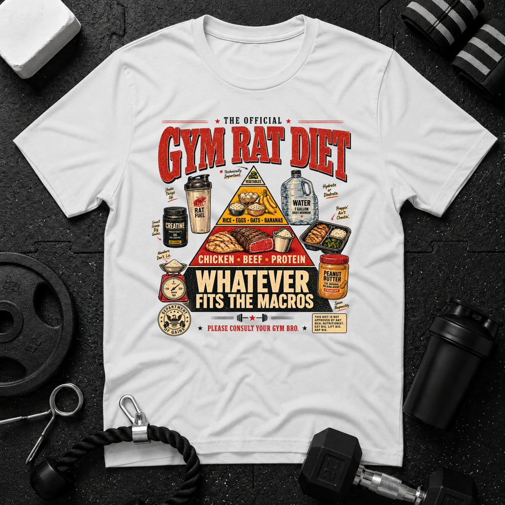 Gym rat diet White T-shirt mockup