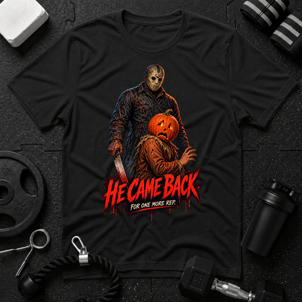 He came back Black T-shirt mockup