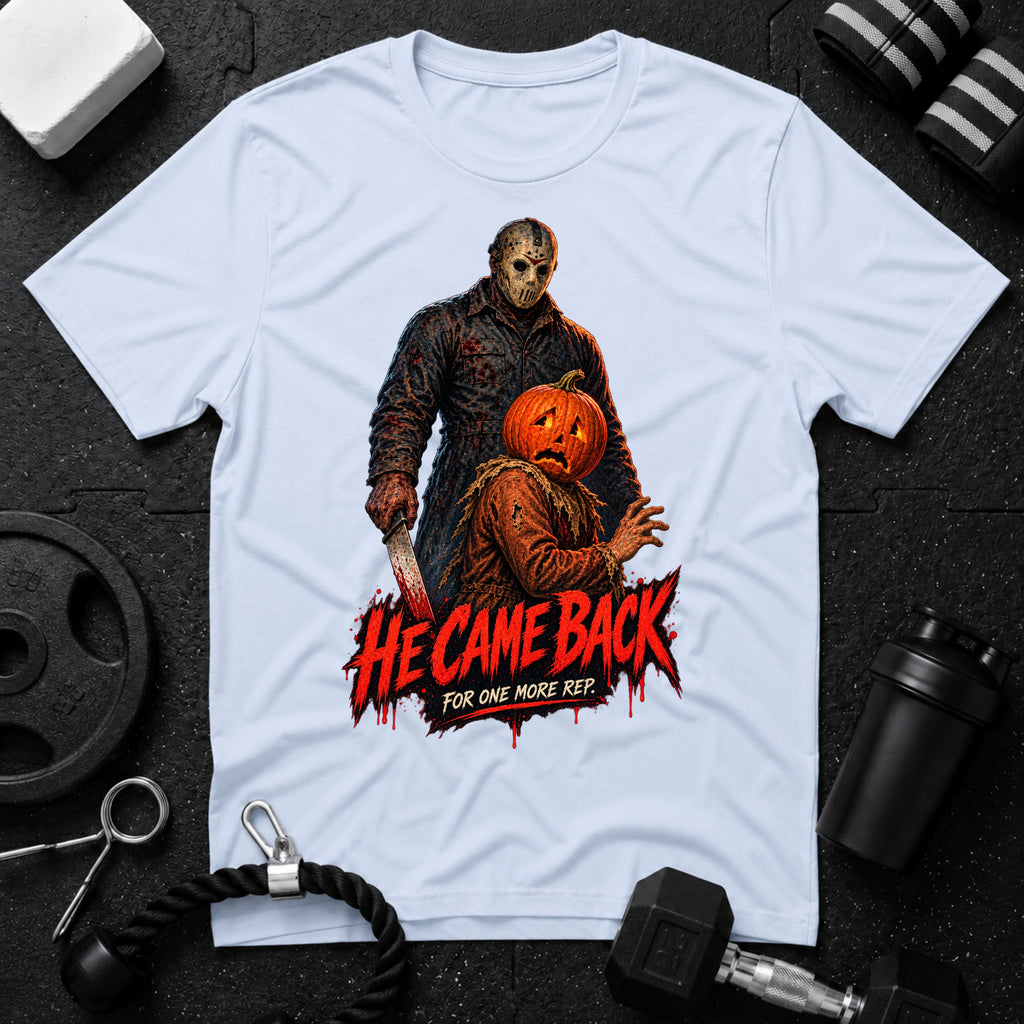 He came back Light Blue T-shirt mockup