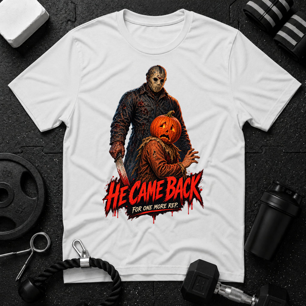He came back White T-shirt mockup