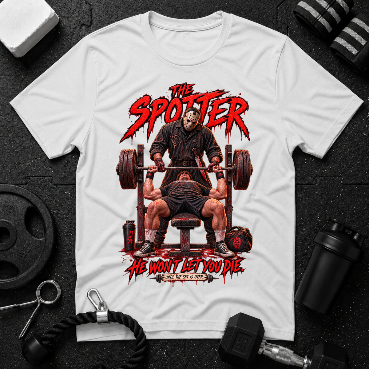 he won't let you die White T-shirt mockup
