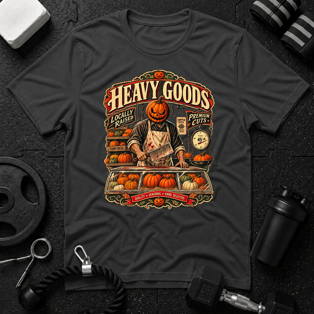 Heavy Goods Halloween Dark Heather T-shirt mockup