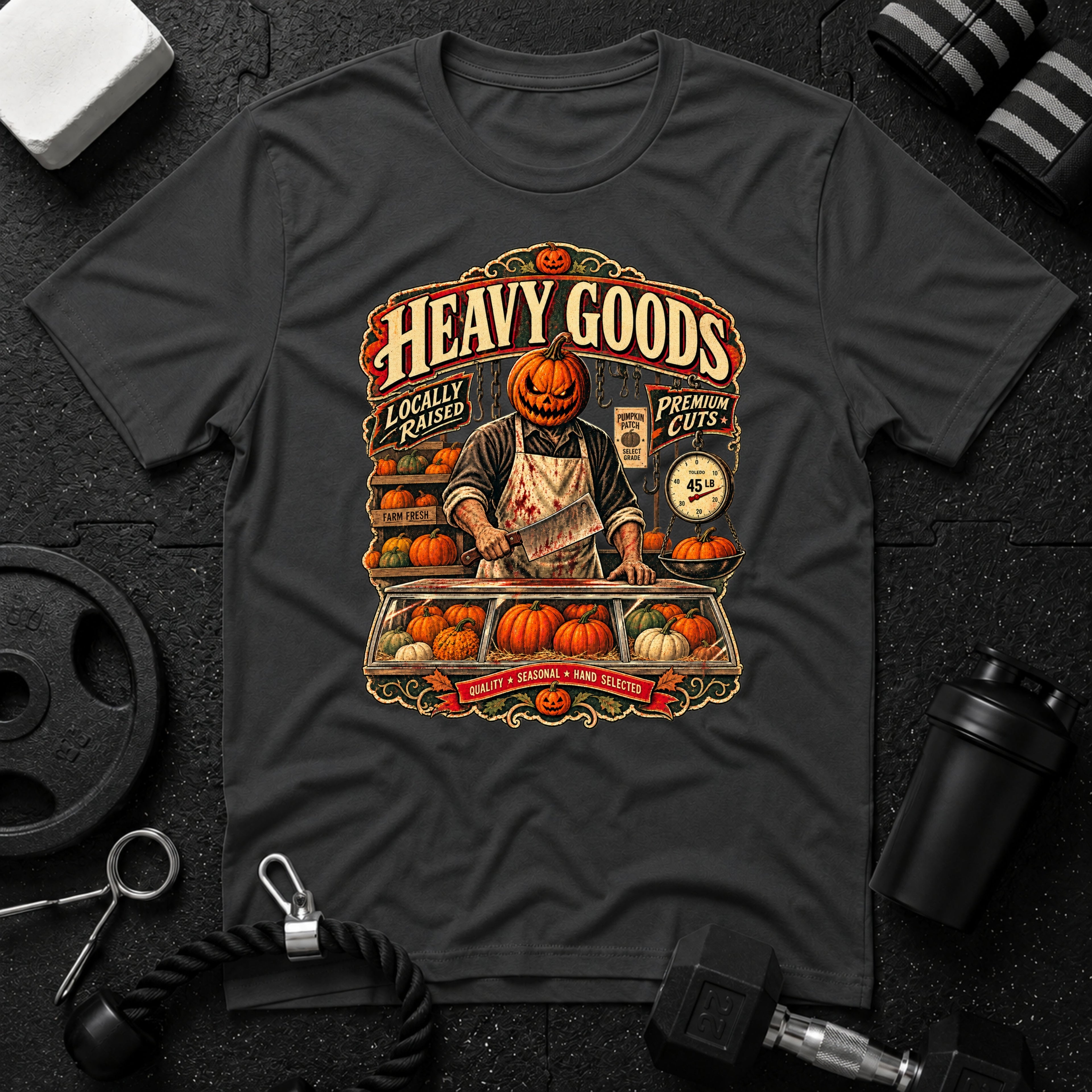Heavy Goods Halloween Dark Heather T-shirt mockup