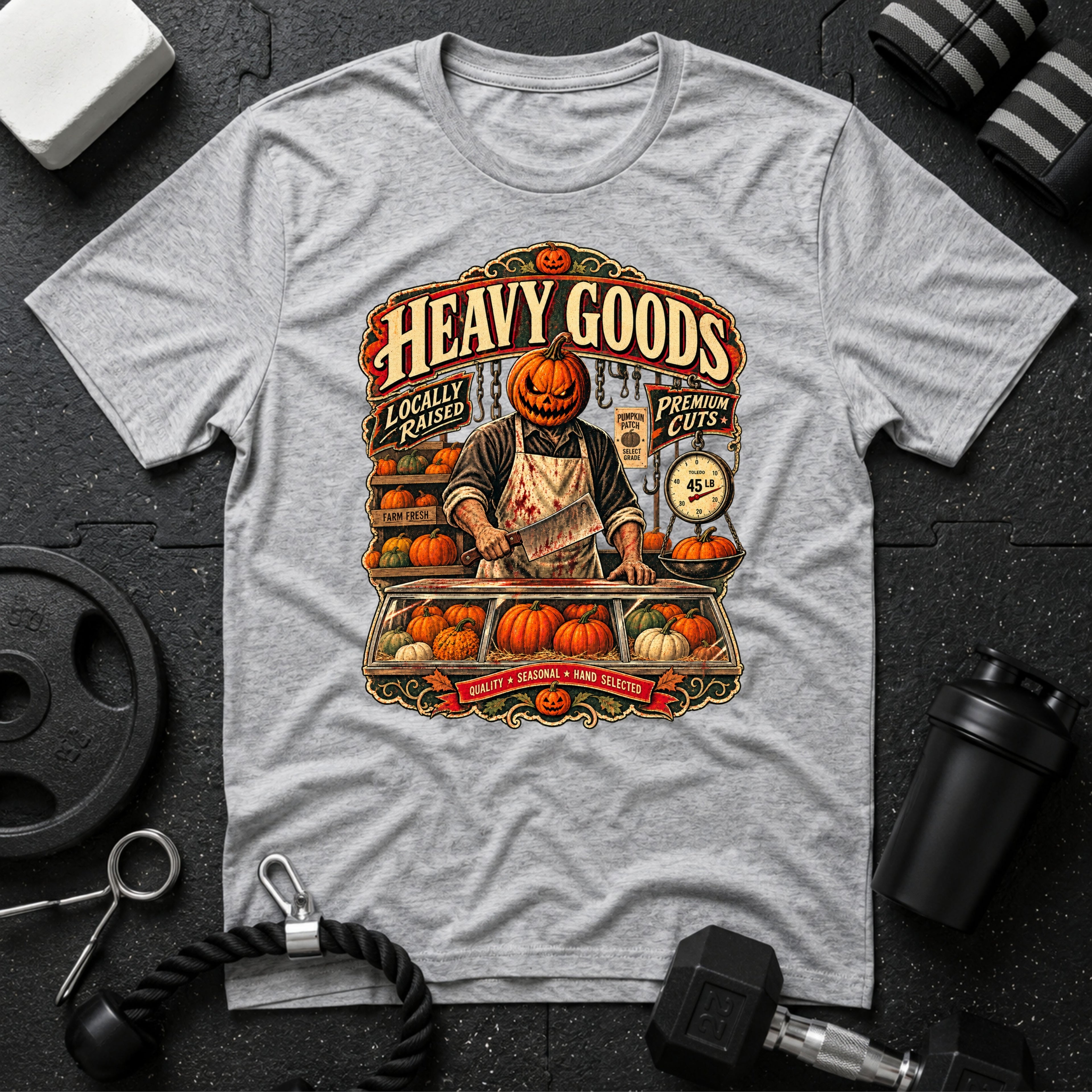 Heavy Goods Halloween Sport Grey T-shirt mockup