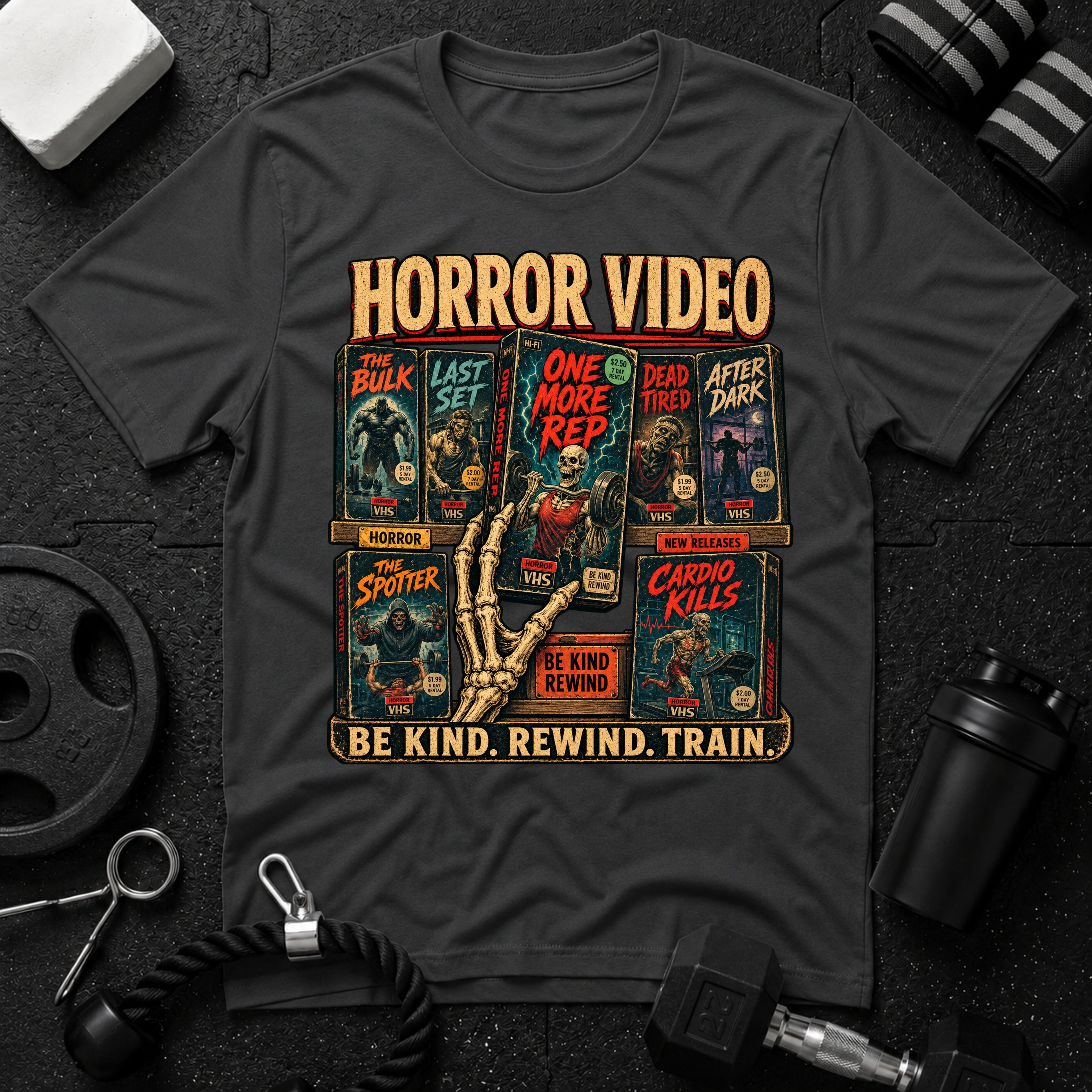 Horror Video Dark Heather T-shirt mockup