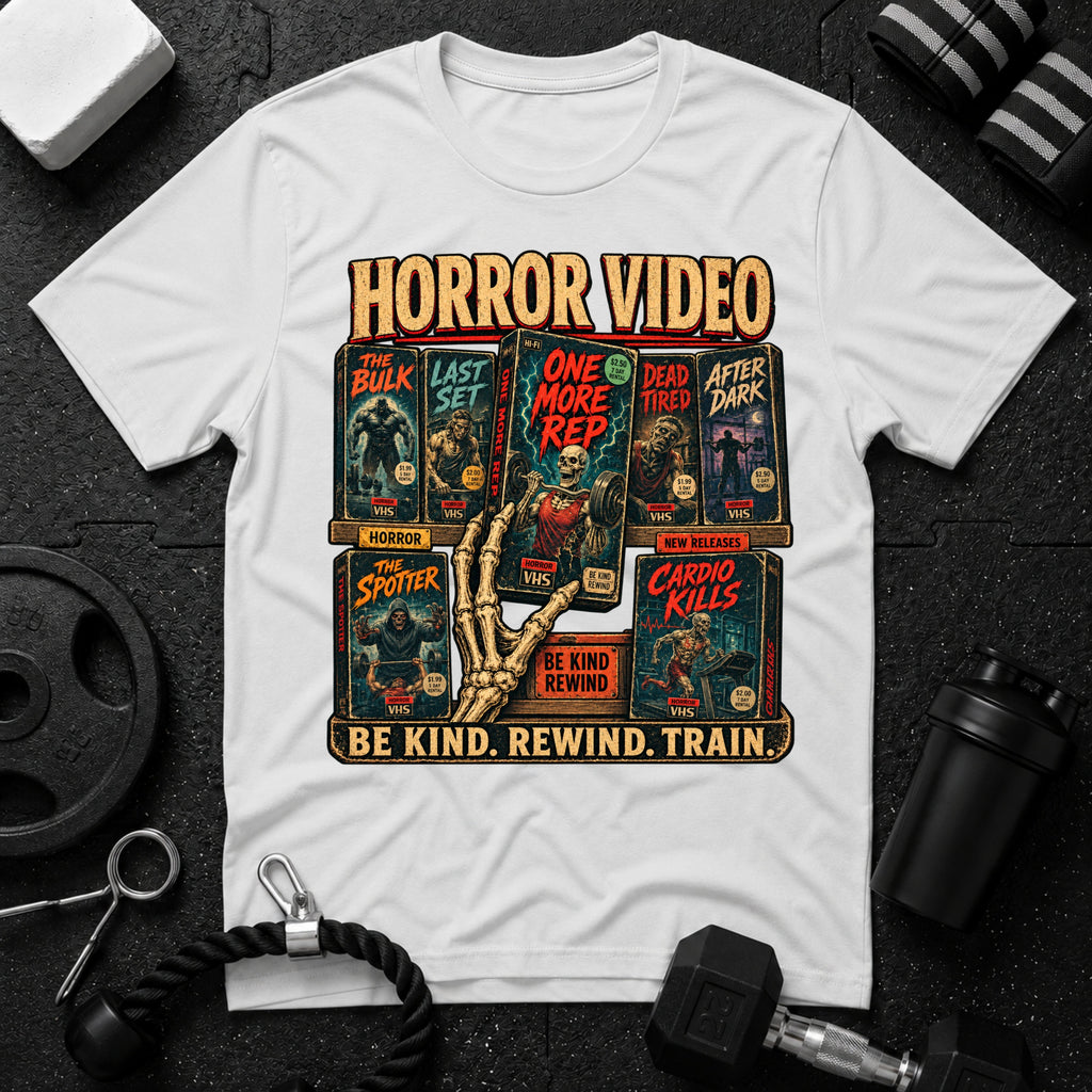 Horror Video White T-shirt mockup
