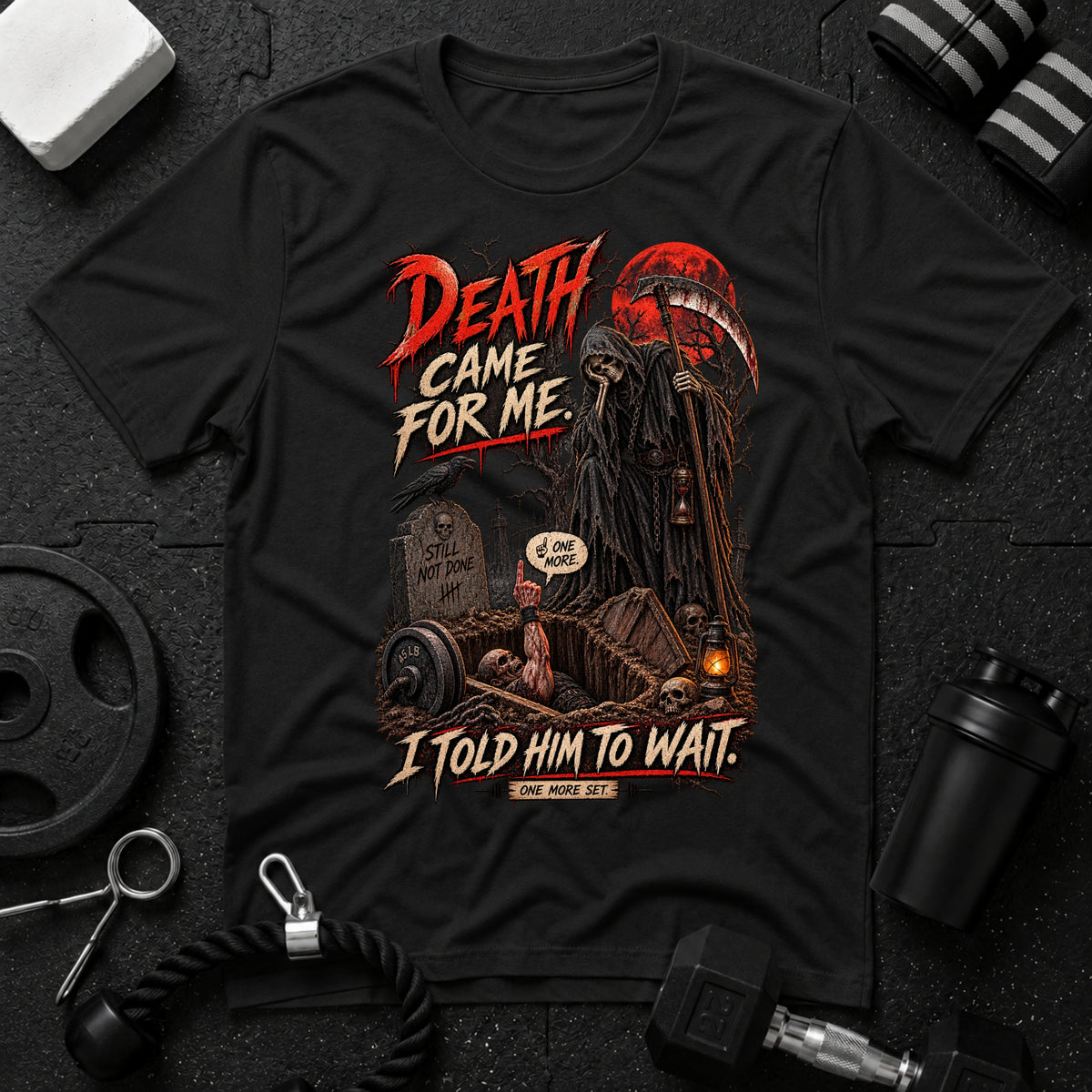I told him to wait Black T-shirt mockup