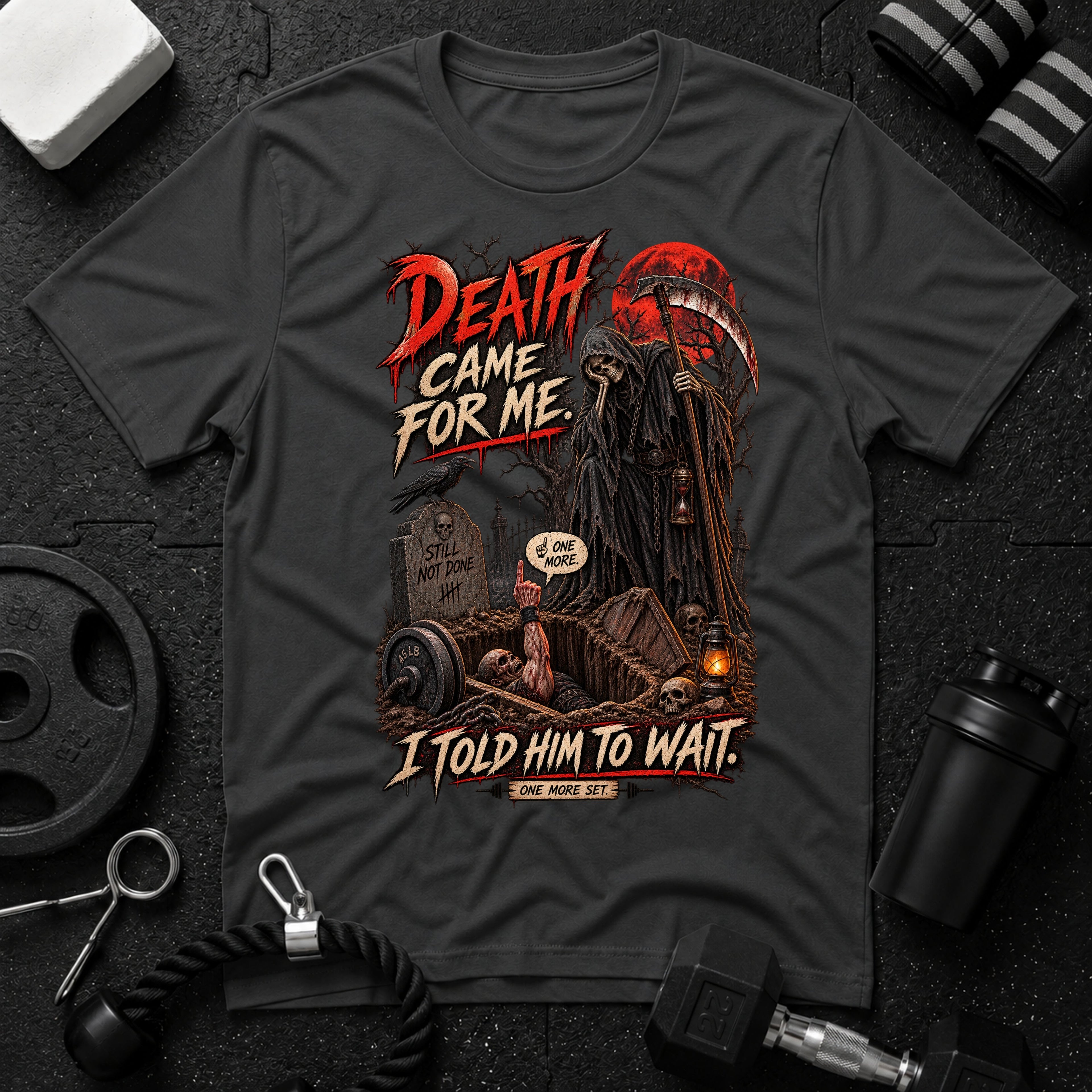 I told him to wait Dark Heather T-shirt mockup