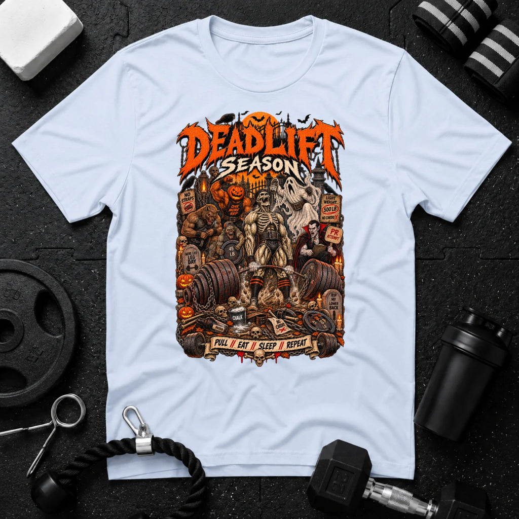 Deadlift Season Light Blue T-shirt mockup