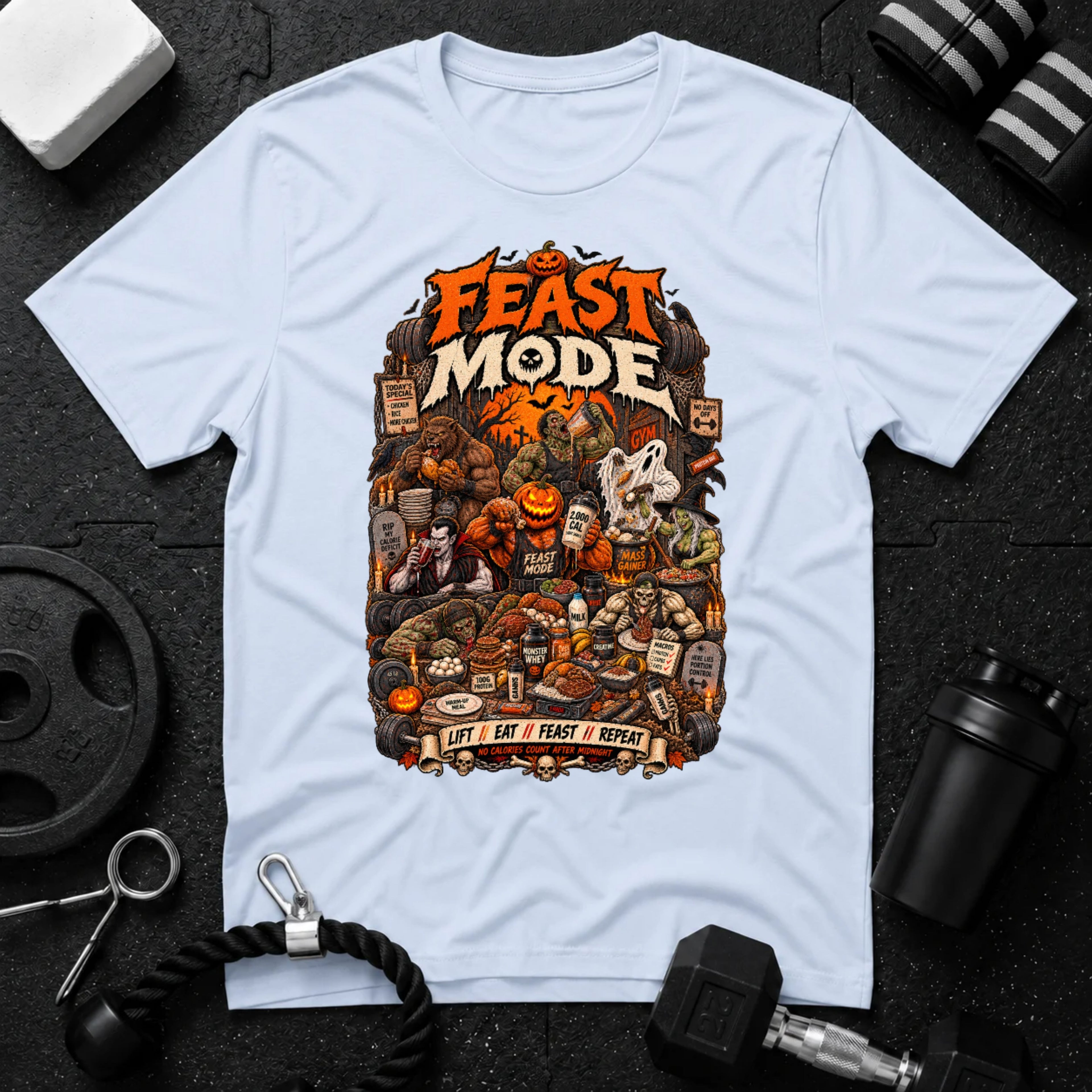 Feast Mode Light Blue T-shirt mockup