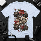Iron Blooms Under Pressure Light Blue T-shirt mockup