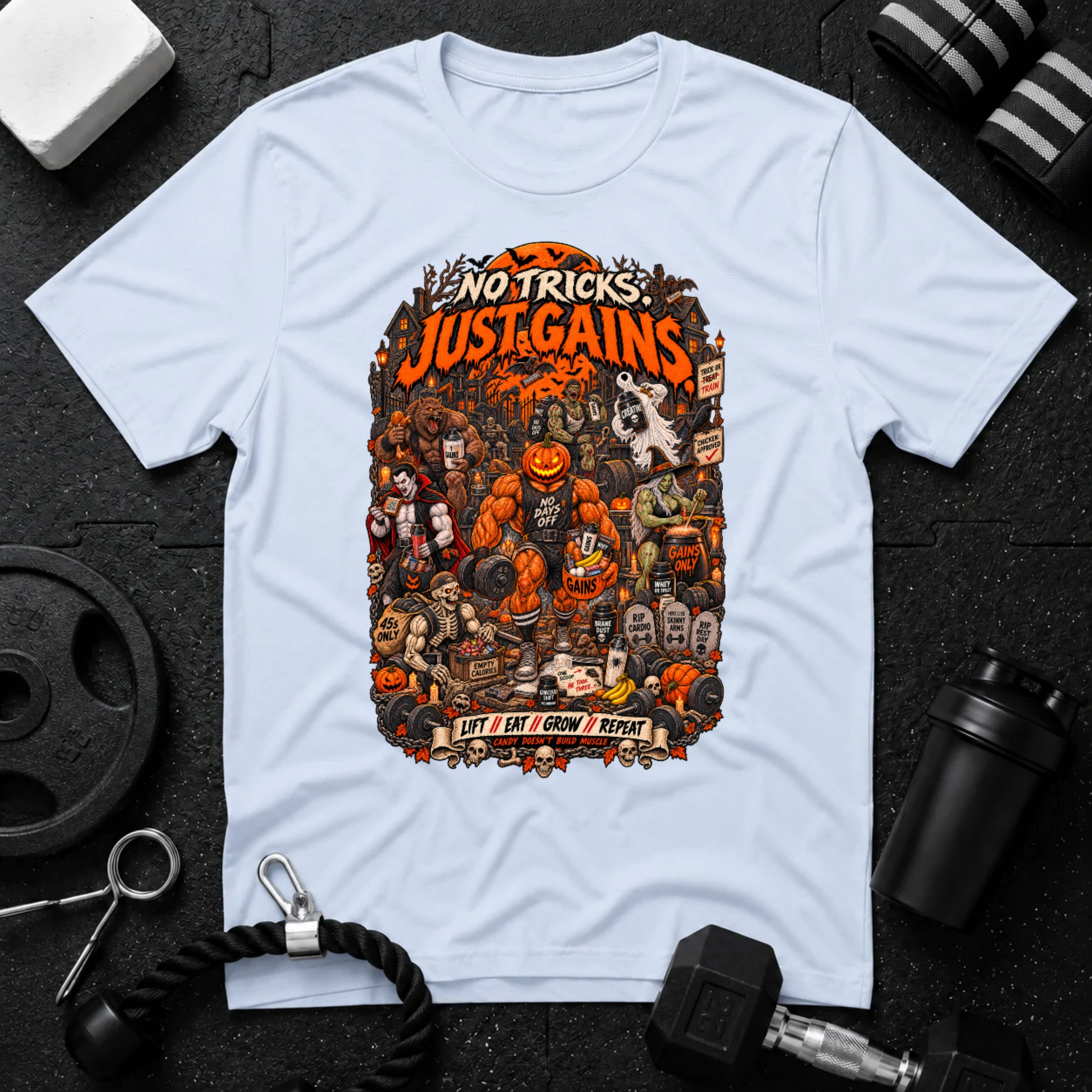 Just Gains Light Blue T-shirt mockup