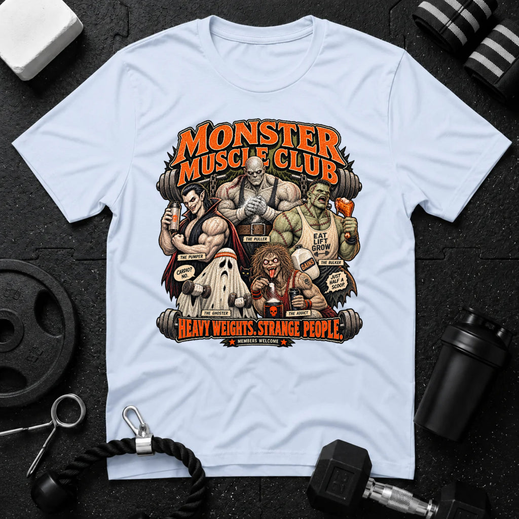 Monster Muscle Club Light Blue T-shirt mockup