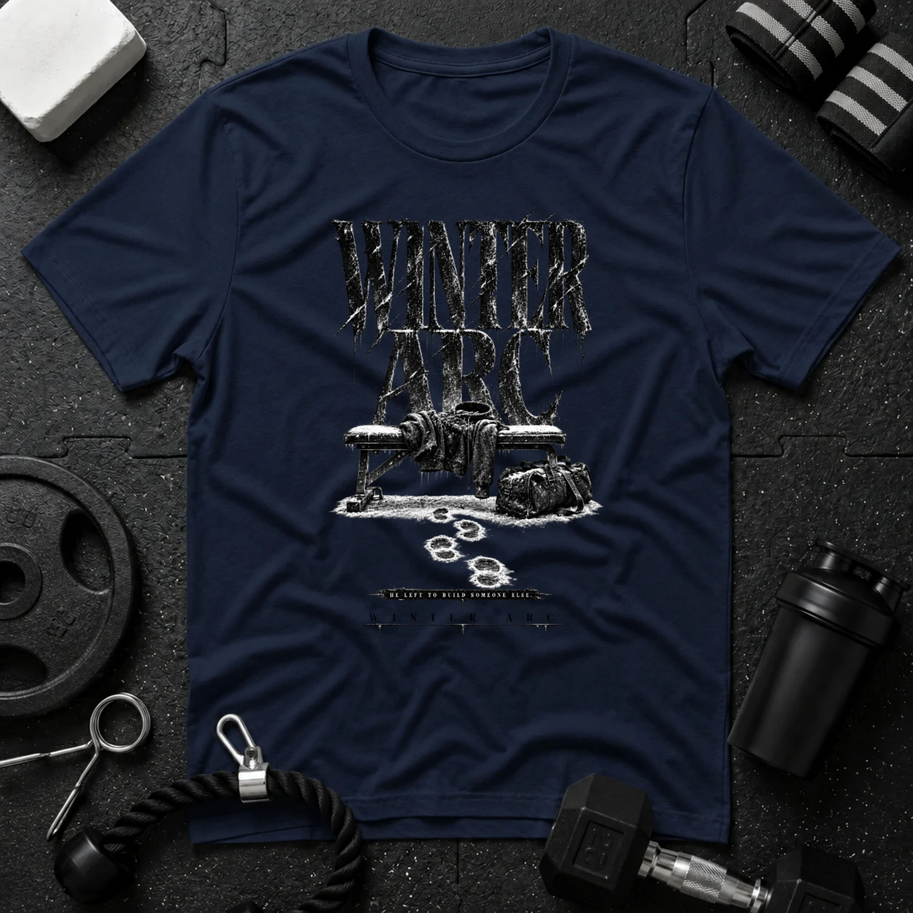 He left to build someone Navy T-shirt mockup
