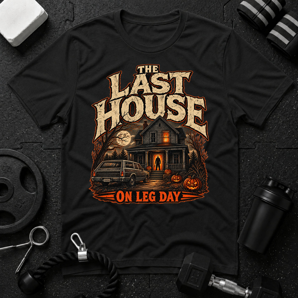 On leg day Black T-shirt mockup