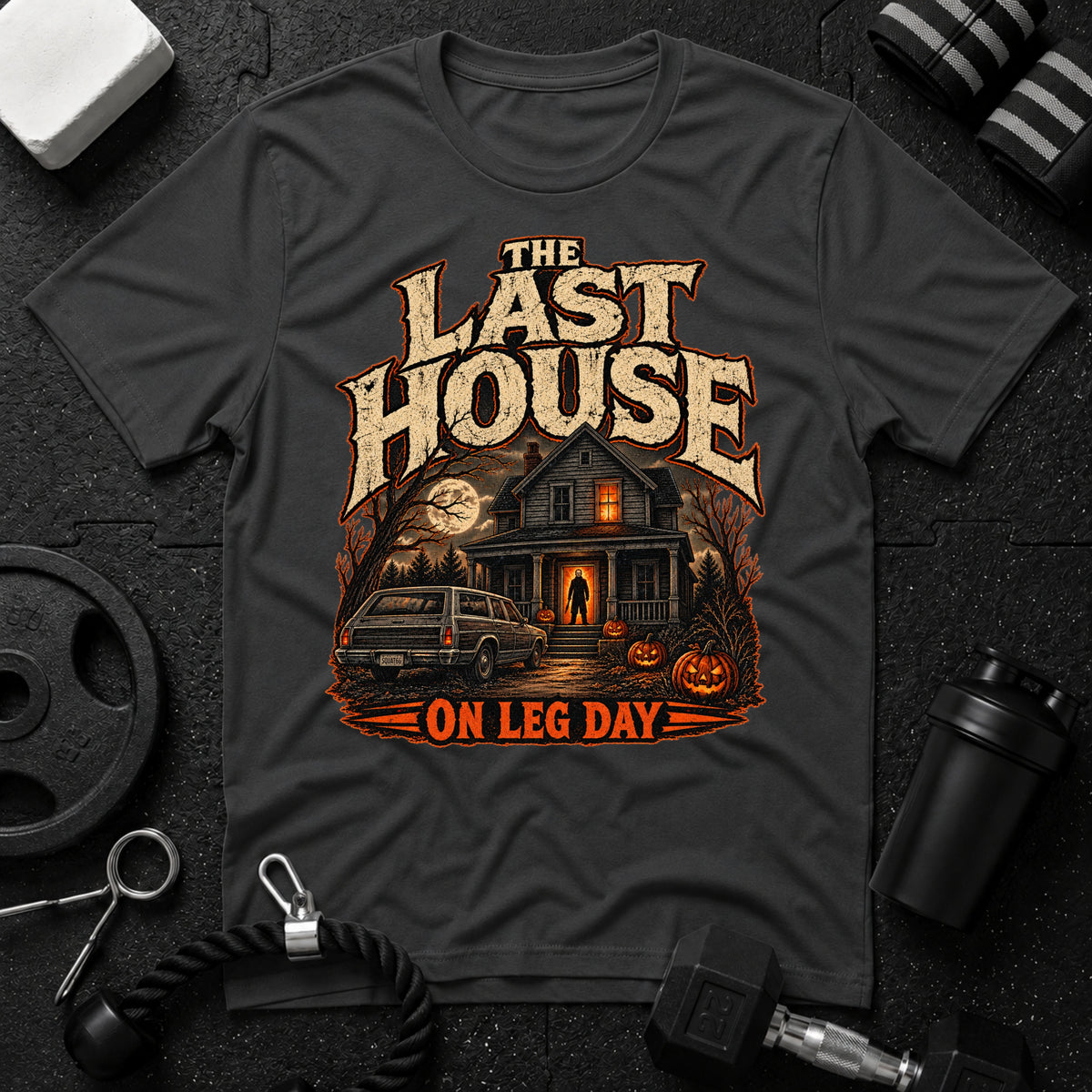 On leg day Dark Heather T-shirt mockup