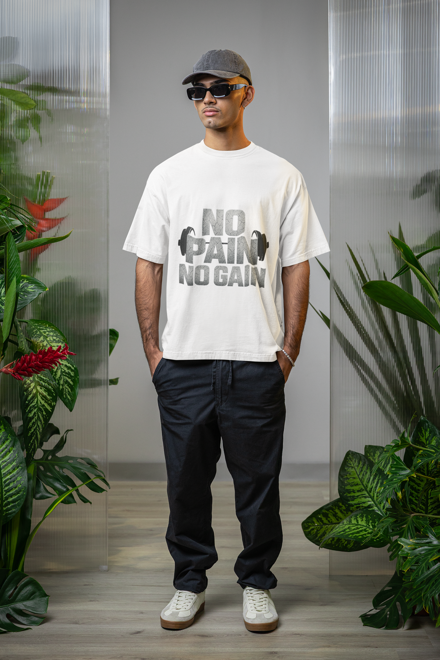 No Pain No Gain Unisex Oversized Boxy Tee, Fitness Tee, Gym Shirt, Workout Gift, Casual Wear, Motivational Tee