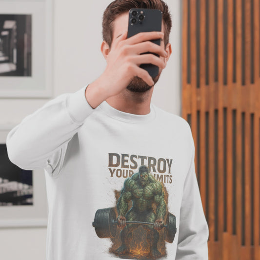 Motivational Hoodie for Fitness Lovers | Destroy Your Limits Sweatshirt, Workout Gift, Gym Apparel, Casual Wear, Unisex Fashion