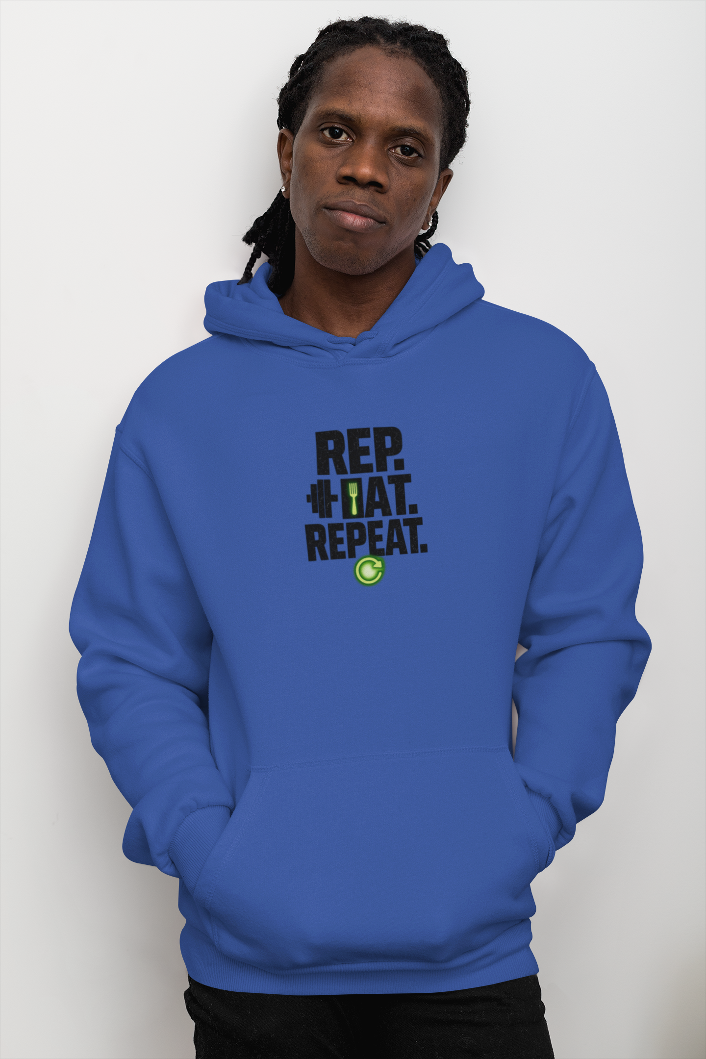 Unisex Fitness Hoodie - REP * EAT * REPEAT - Workout Apparel, Gym Motivational Clothing, Gift for Gym Lovers, Fitness Fashion, Casual Wear