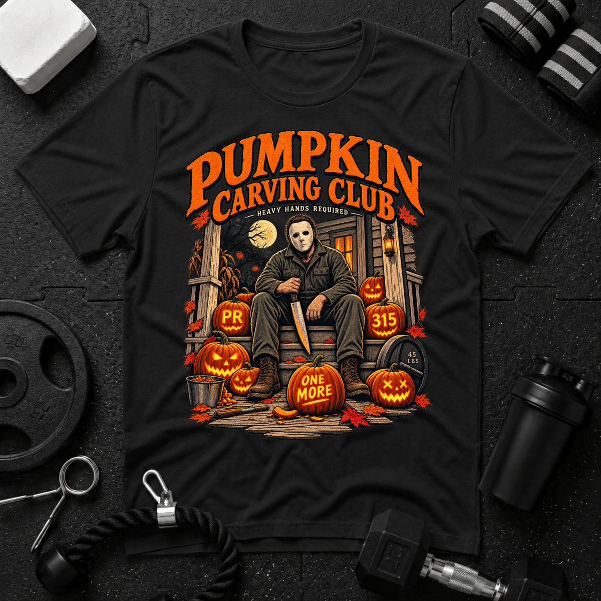 Pumpkin Carving Black T-shirt mockup