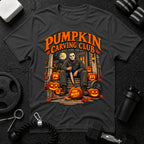 Pumpkin Carving Dark Heather T-shirt mockup