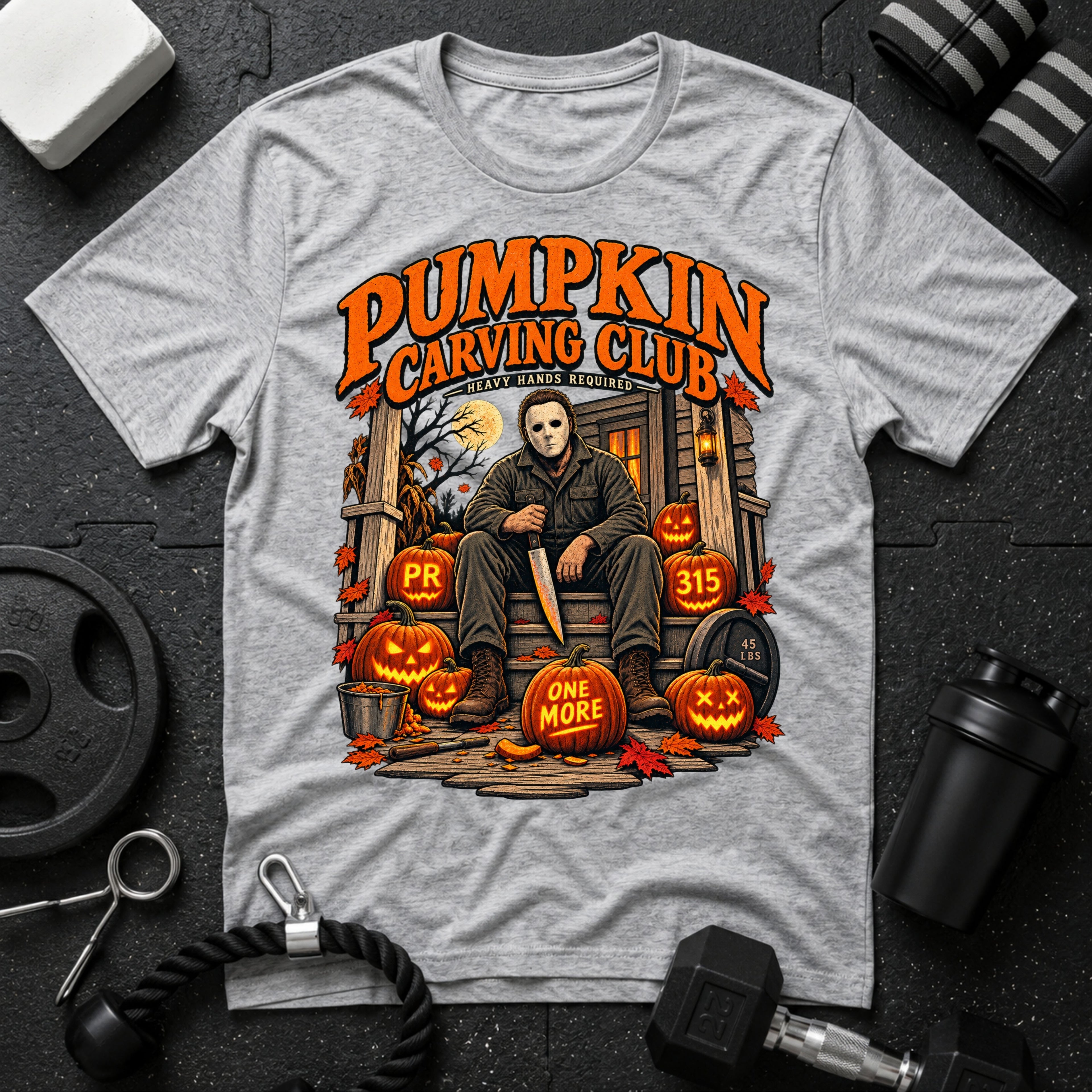 Pumpkin Carving Sport Grey T-shirt mockup