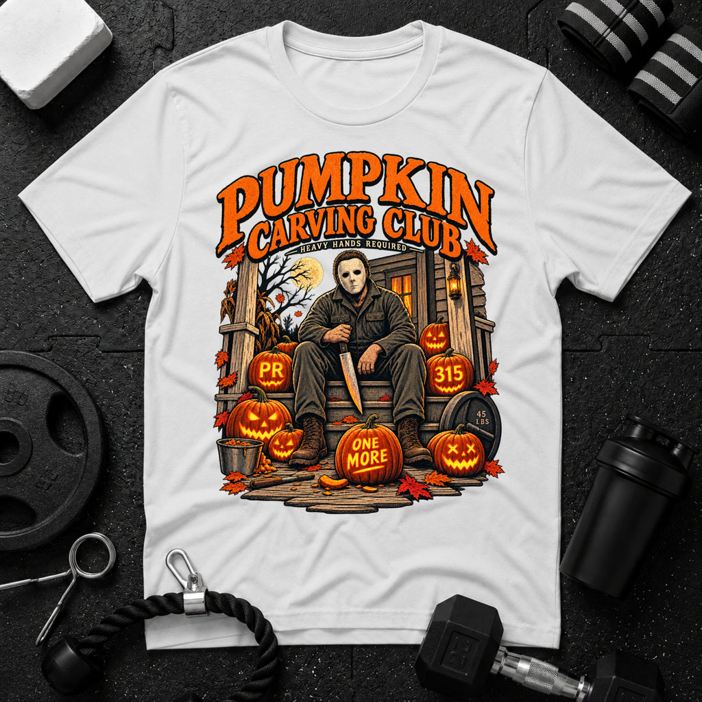 Pumpkin Carving White T-shirt mockup
