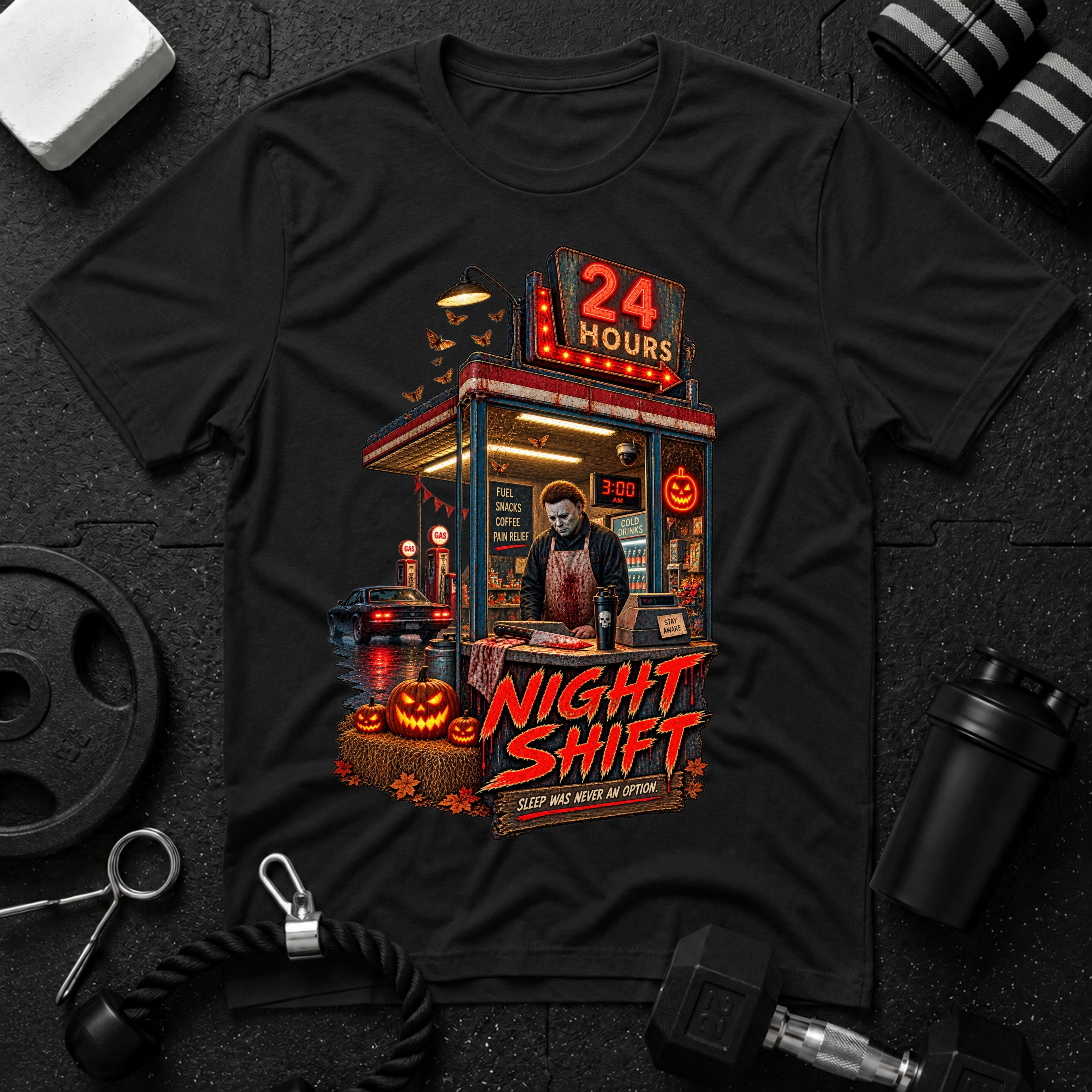 Sleep was never an option Black T-shirt mockup