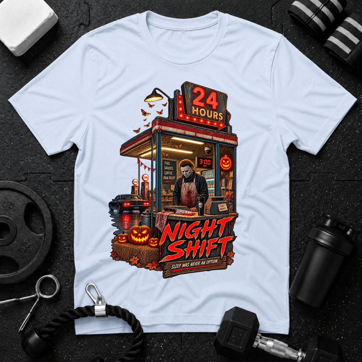 Sleep was never an option Light Blue T-shirt mockup