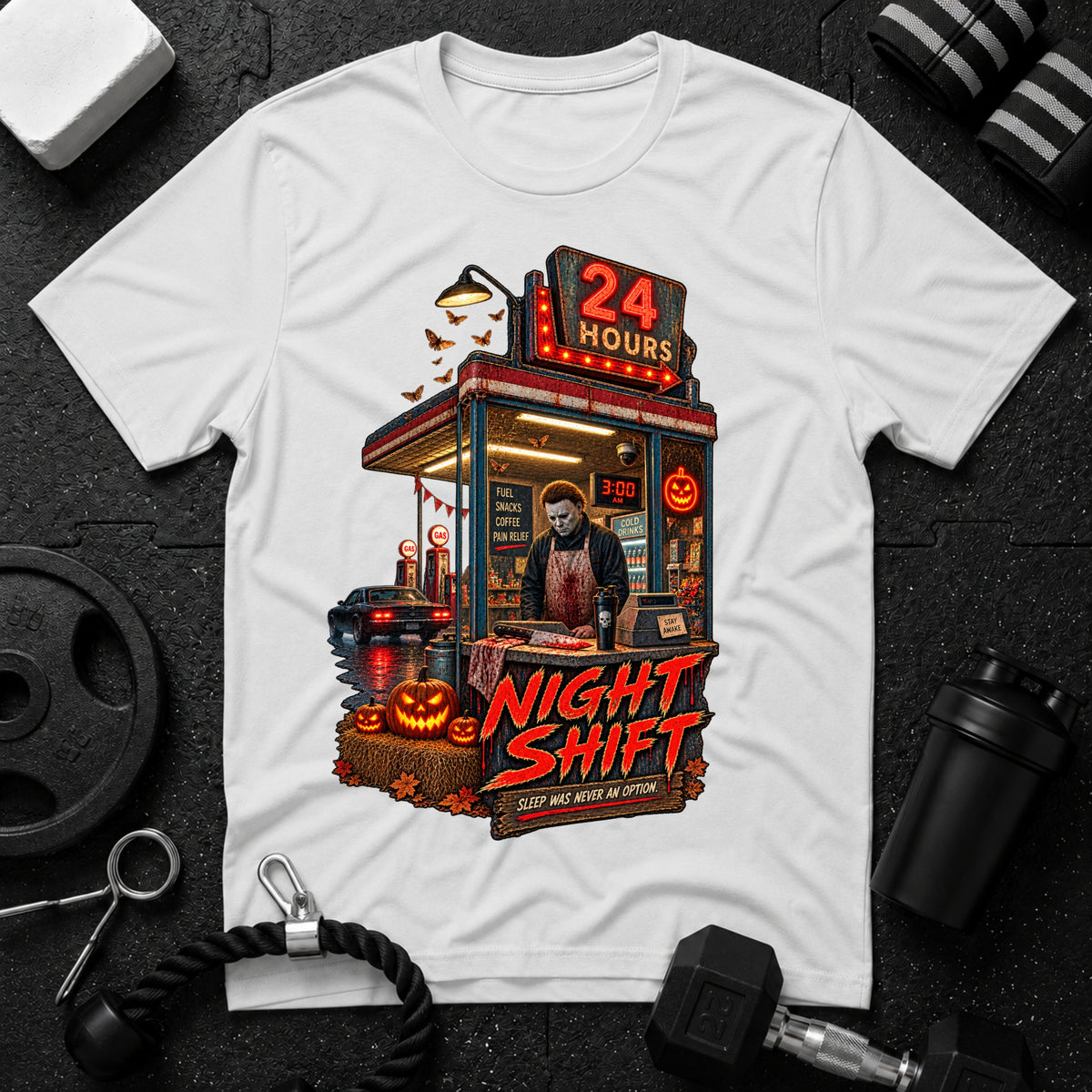 Sleep was never an option White T-shirt mockup