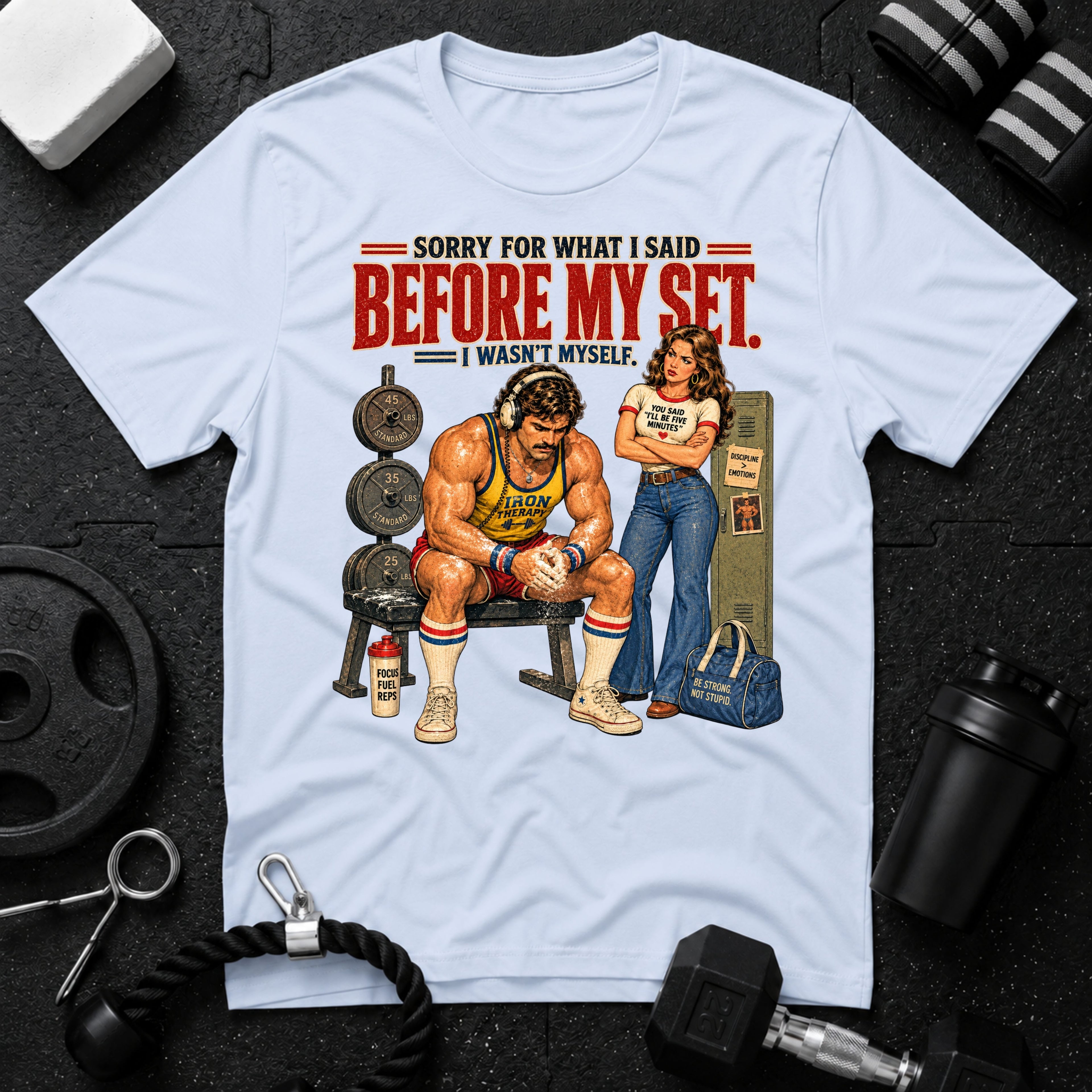 Sorry for what i said Light Blue T-shirt mockup